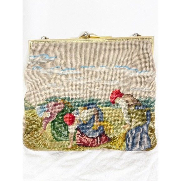 40’s Collectible Detroit Needlepoint Multicolor Handbag by Christine Custom Bags - Picture 3 of 10